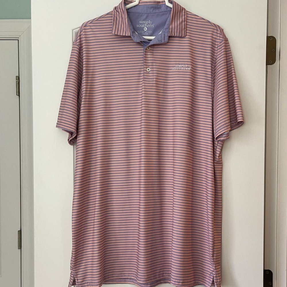 SIMPLY SOUTHERN Men's Striped Short Sleeve Polo Golf Shirt  Size XL
